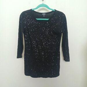 DKNY 3/4 sleeve T-Shirt 100% cotton sequin black